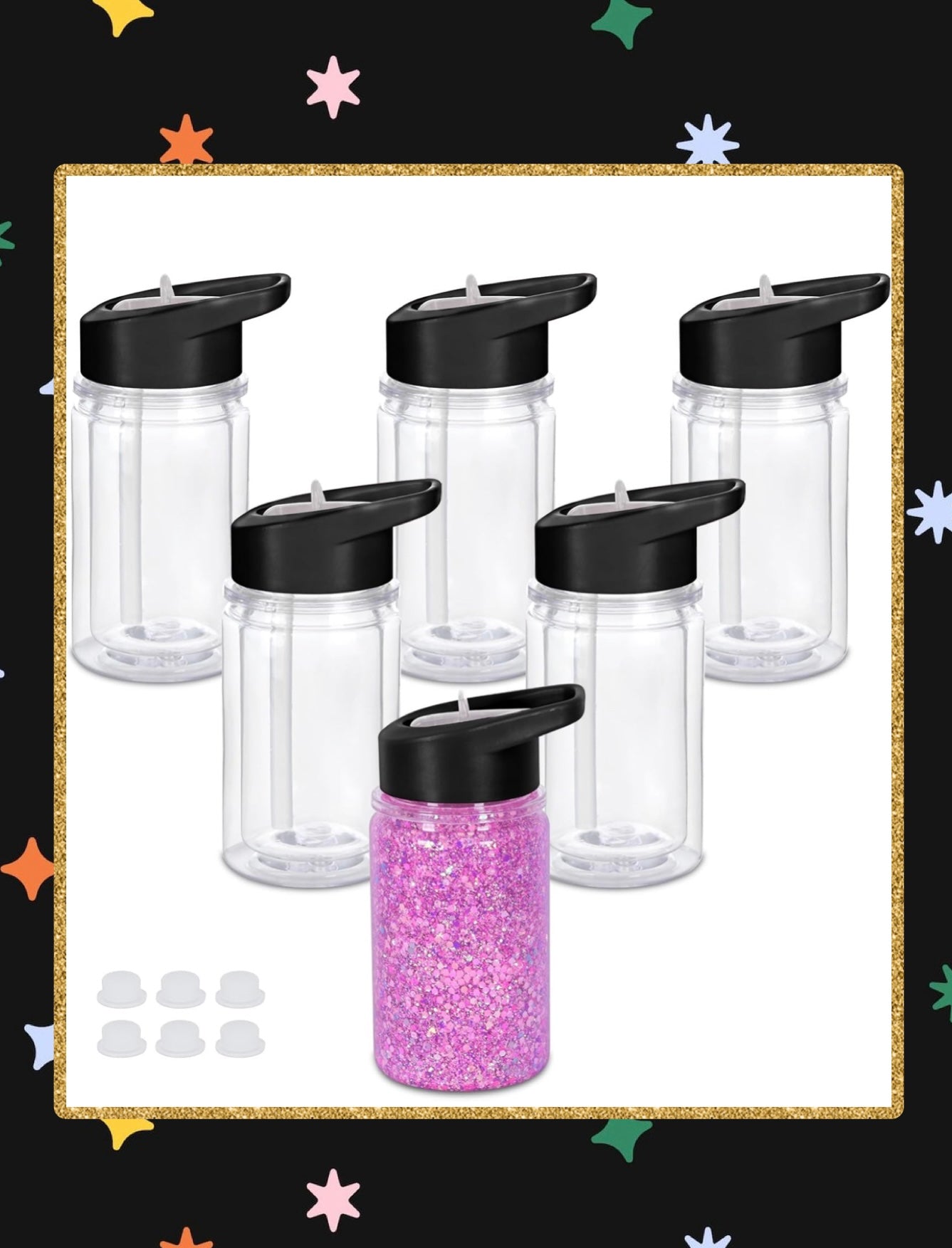 KIDS 12oz SNOWGLOBE CUPS /BLACK LIDS